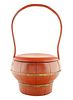 19TH CENTURY CHINESE RED LACQUERED WOOD BASKET