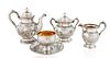 FOUR-PIECE RUSSIAN STYLE SILVER-PLATED TEA SERVICE