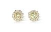 A pair of white gold diamond cluster earrings,