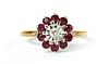An 18ct gold diamond and ruby cluster ring,