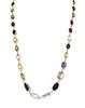 A silver assorted gemstone necklace and earrings suite,