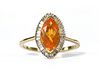 A gold fire opal and diamond cluster ring,