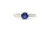 An 18ct white gold sapphire and diamond ring,