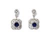 A pair of white gold drop sapphire and diamond drop earrings,