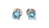 A pair of white gold blue zircon stud earrings,