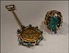 TURQUOISE NUGGET RING & GOLD SOVEREIGN KEY CHAIN