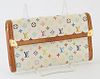 Louis Vuitton Limited Edition Murakami International Wallet, the white coated canvas with multicolor monogram, golden brass accents to four corners an