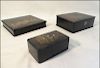 3 ORIENTAL LACQUER WARE BOXES (LARGEST 7 1/2" SQ.)