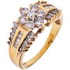 RING WITH DIAMONDS IN 14K YELLOW GOLD Brilliant and trapezoid baguette cut diamonds ~1.50 ct. Weight: 7.0 g. Size: 10 ½ |ANILLO CON DIAMANTES EN ORO A