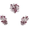 SET OF RING AND PAIR OF EARRINGS WITH RUBIES AND DIAMONDS, IN 12K WHITE GOLD AND PALLADIUM SILVER Weight: 14.8 g | JUEGO DE ANILLO Y PAR DE ARETES CON