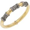 BRACELET WITH DIAMONDS IN 14K YELLOW GOLD AND LOW GRADE SILVER 8x8 and antique cut diamonds ~1.35 ct. Weight: 31.9 g | PULSERA CON DIAMANTES EN ORO AM