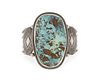 A Southwest silver and turquoise cuff bracelet