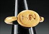 Egyptian Gold Intaglio Swivel Ring w/ Birds