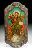 Early 20th C. Russian Icon - Christ Enthroned