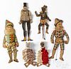 Four Jumping Jack lithographed wood figure toys