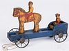 Paper lithograph animated horse and rider pull toy