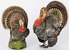 Two composition turkey candy containers