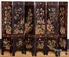 Chinese lacquer six-part folding screen