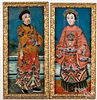 Pair of Chinese reverse painted portraits