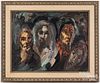 Oil on canvas four faces, signed Hazel Feltman