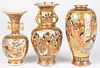 Three Japanese Satsuma porcelain vases