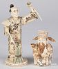 Two Japanese carved ivory and ivory veneer figures
