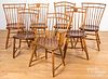 Seven rodback Windsor chairs, 19th c.