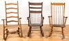 Three country rocking chairs, 19th c.