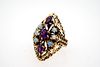 14K Yellow Gold Amethyst and Opal Ring