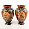 Pair Of Doulton Lambeth Florence Barlow Vases, Birds