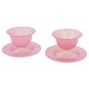 (4 pc) Steuben Rosaline Sherbet Cups With Underplates