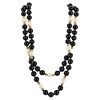 14k Gold Onyx and Pearl Necklace