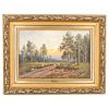 Signed Russian Landscape Oil Painting On Canvas