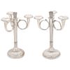 PAIR OF CANDLESTICKS, MEXICO, 20TH CENTURY, TANE 0.925 Sterling Silver, Four lights each, 12.2" (31 cm) tall, Total weight: 3269 g | PAR DE CANDELABRO