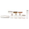 TOILETRIES SET WITH EMBOSSED LIDS AND INITIALS A.B., Made in glass and silver, Pieces: 8  Maximum size: 1.7 x 7.2 x 1.3" (4.4 x 18.3 x 3.5 cm) | JUEGO