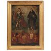 SAN NICOLÁS TOLENTINO CON SAN MIGUEL ARCÁNGEL Y LAS ALMAS DEL PURGATORIO MEXICO, 18TH CENTURY Oil on canvas 20.4 x 14.5 (52 x 37 cm) | SAN NICOLÁS TOL