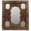 MIRROR ON RETABLO PANEL MEXICO, 18TH CENTURY On frame: Gilded wood carving On body: Oil on canvas, on wood 61.8 x 55.9" (157 x 142 cm) | ESPEJO EN PAN