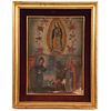 SAMPLE OF RELIGIOUS IMAGES MEXICO, 19TH CENTURY 1.- Virgen de Guadalupe 2.- San Francisco de Asís 3.- San Agustín 20.2 X 14.7" (51.5 x 37.5 cm) | MUES
