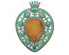 14K Gold, Turquoise, Agate, and Diamond Pendant/Brooch