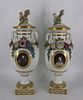 Rare Pair Of Royal Danish Porcelain Lidded Urns.