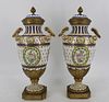 An Antique Pair Of Sevres Bronze Mounted Porcelain