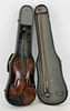Antique Violin Bearing Gagliano Label With Bow