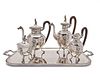 PAMPALONI Neoclassical Silver Four Piece Coffee and Tea Service, on Tray