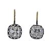 Antique 2.00ctw Old Mine Diamond Silver Gold Earrings