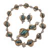 12ctw Diamond Malachite Opal Gold Necklace Brooch Earrings Set