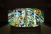 Stained Glass 2 panel light fixture w/doves and angled sides