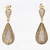 Pair of diamond and 14k gold drop earrings