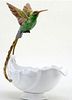 A Bronze Ormolu Figural Hummingbird On Porcelain Bowl