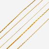A collection of five fourteen karat gold necklaces