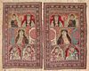 A pair of fine Persian pictorial wool rugs,